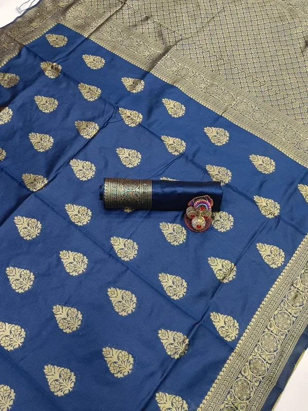 Blue_Embellished_Banarasi_Jacquard_Saree_(Blue)